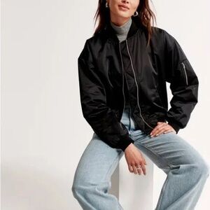 Abercrombie black bomber jacket